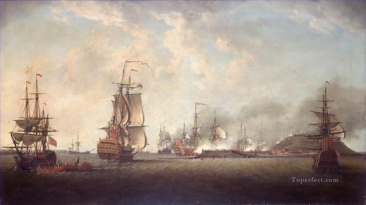 ゴレ島への攻撃 1758 年 12 月 29 日 海戦油絵